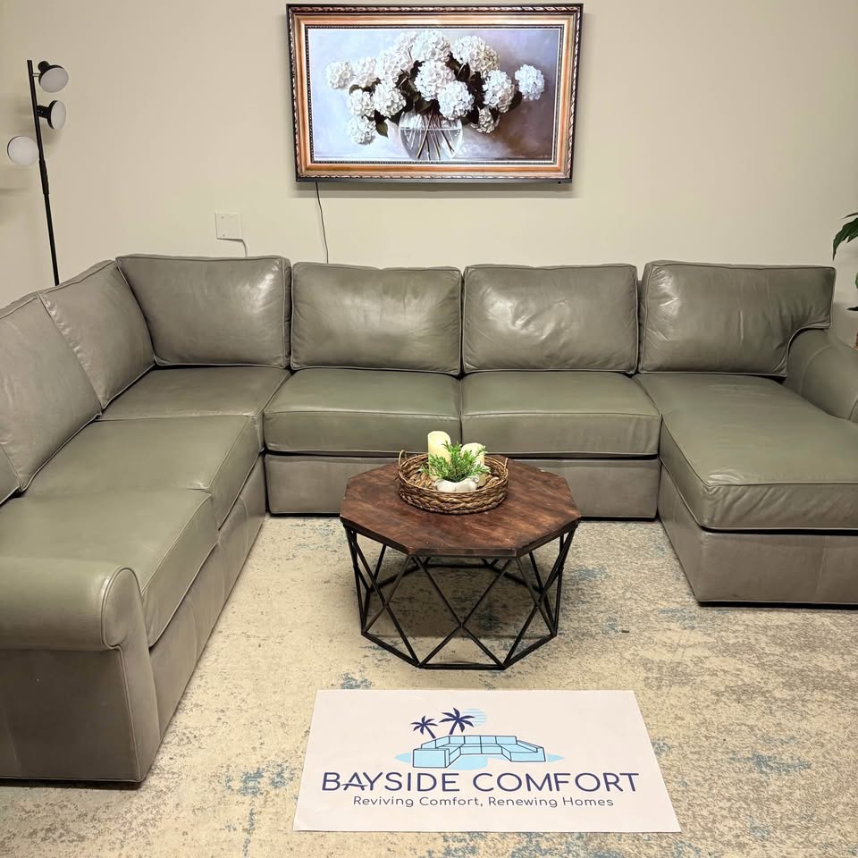 Ethan Allen Grey Retreat Leather 4 Pcs Sectional