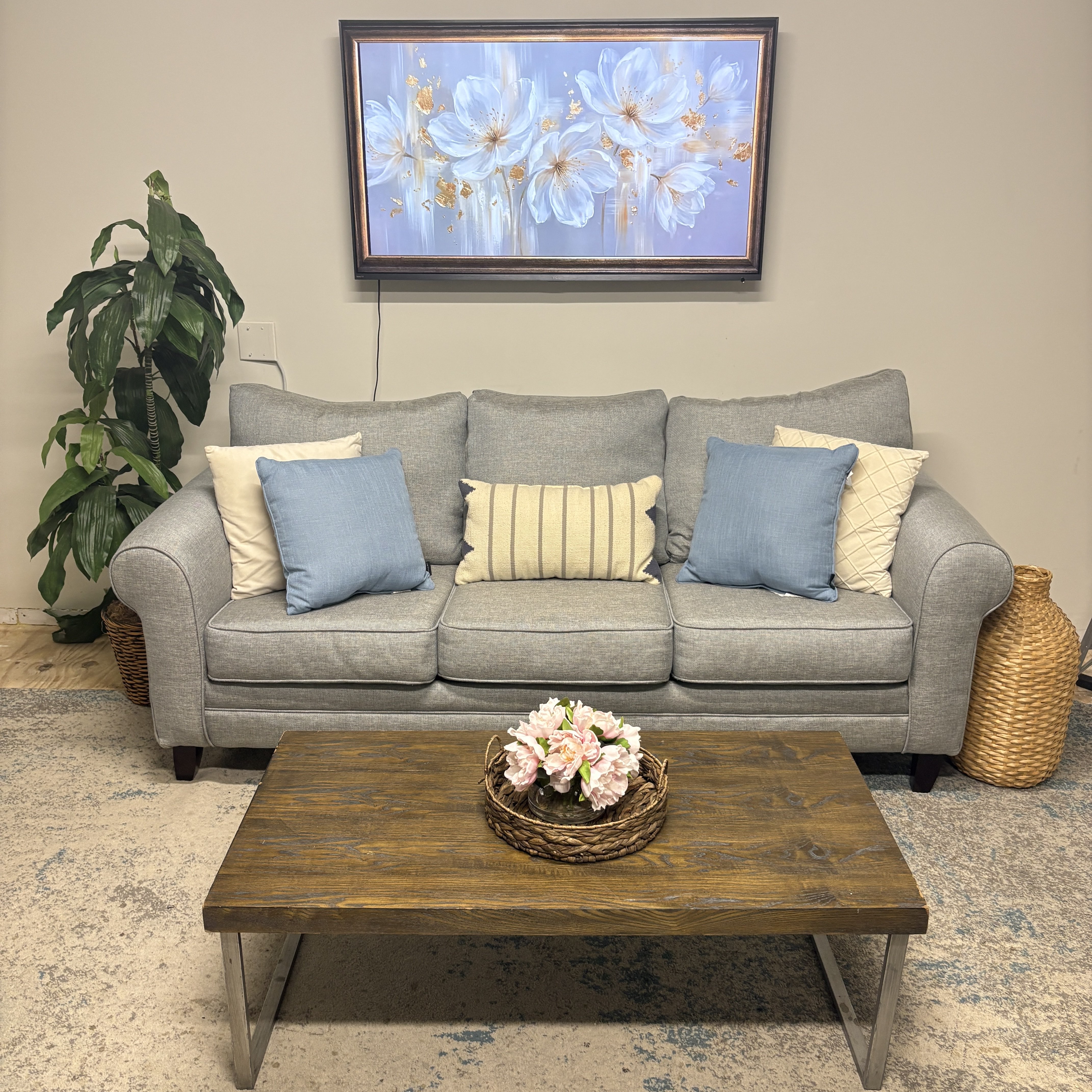 Ashley's Baby Blue Grande Mist Sleeper Sofa 